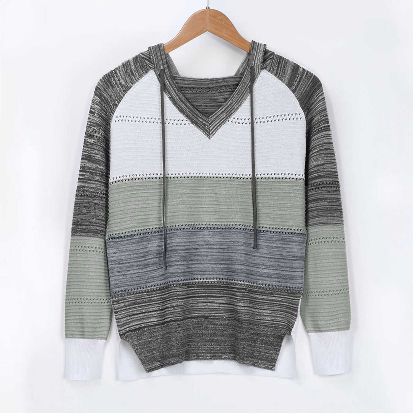 Plus Size 5XL Autumn Winter Women's Pullover Fashion Patchwork Long Sleeve Knit Sweater Tops Women Crochet Hollow Hooded Sweater - The Eggy's store