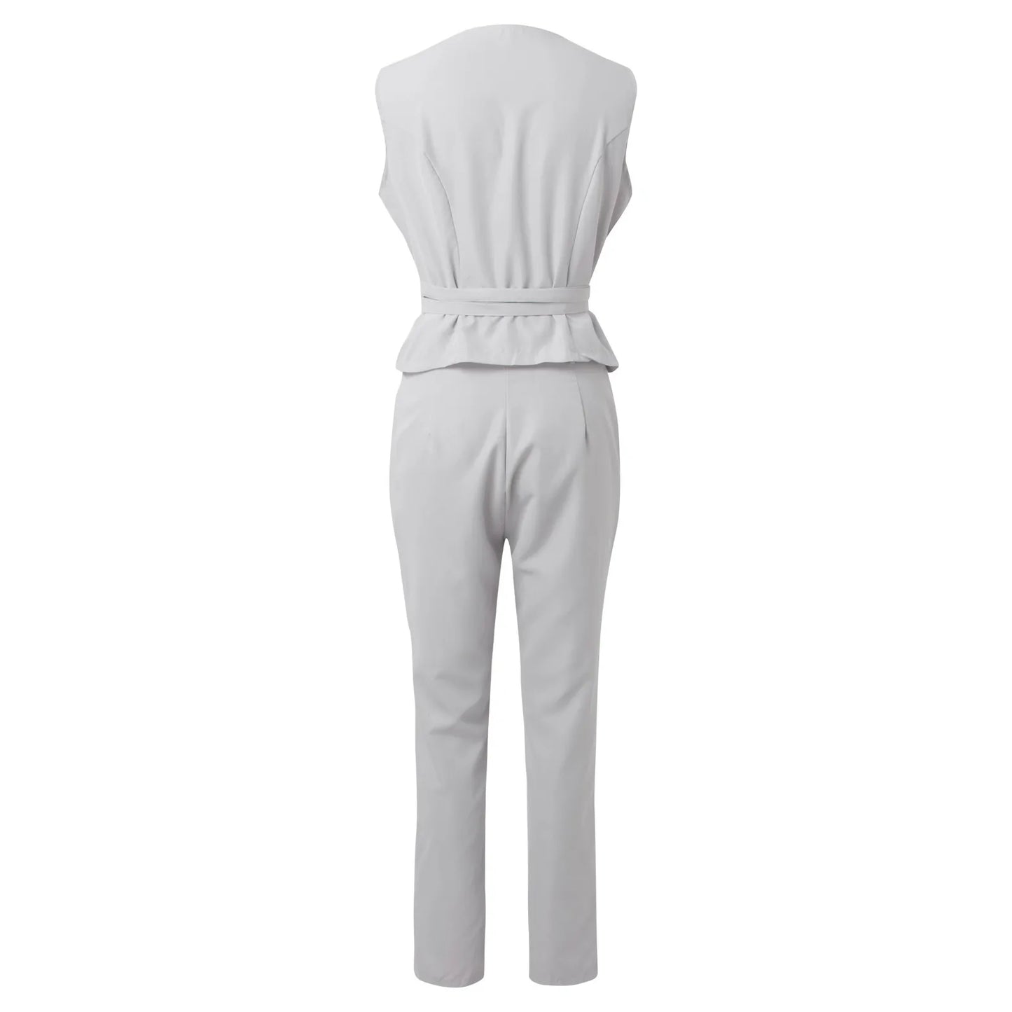 Elegant Pantsuit Set 2 Piece Solid V-Collar Top and Trousers for Women's Fashion Streetwear Summer Outfit - The Eggy's store