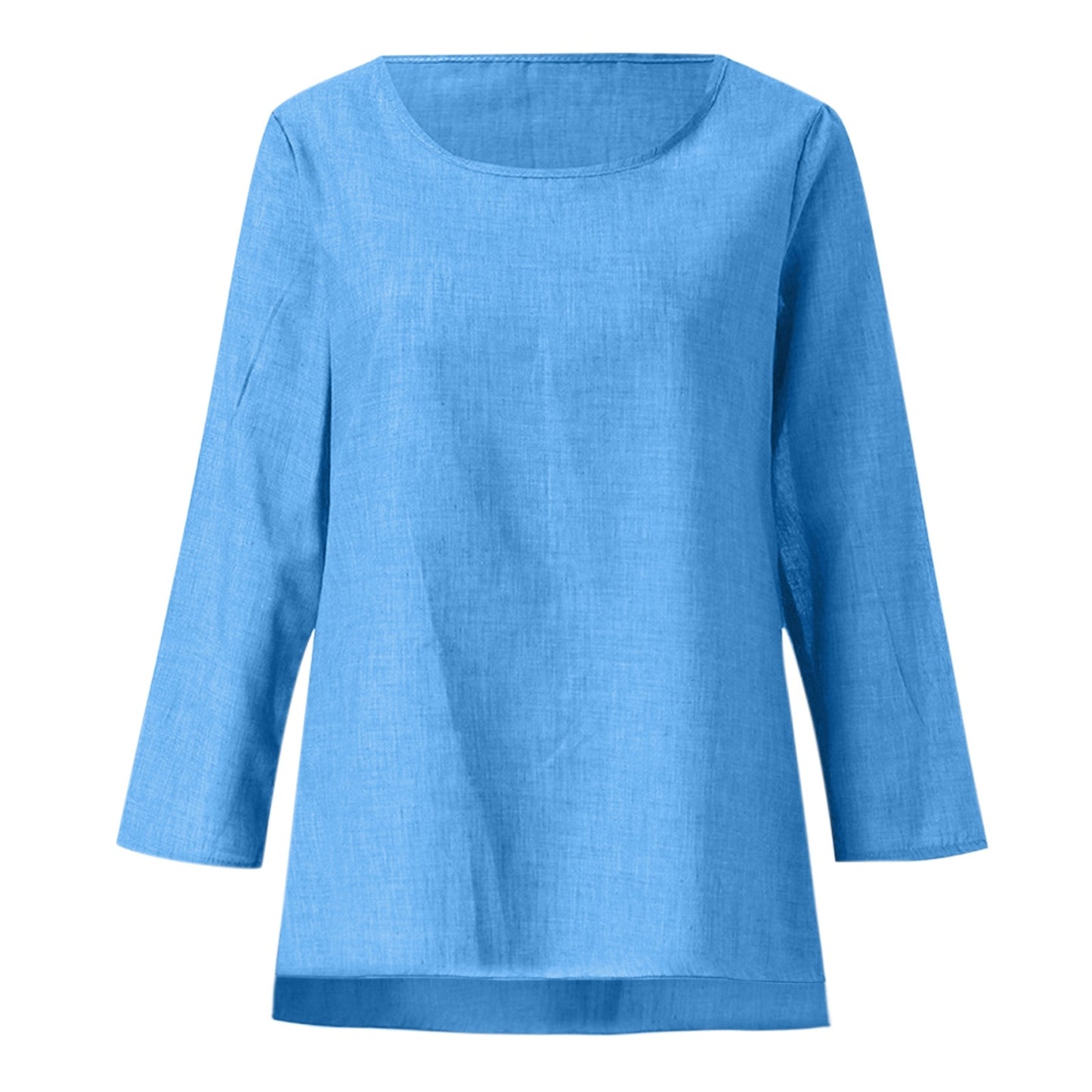 Vintage Cotton Linen Blouse Loose Blouses Summer Shirts Casual Long Sleeve Round Neck Solid Shirt - The Eggy's store