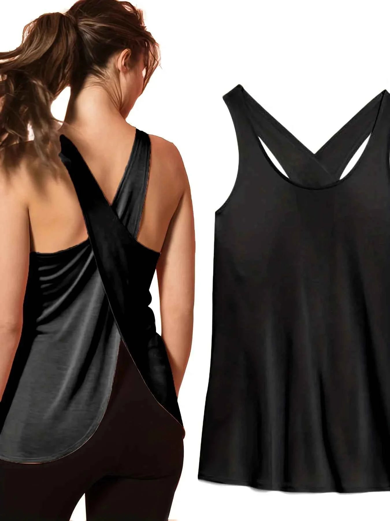 Women's Solid Wrap Back Sports Tank Top
