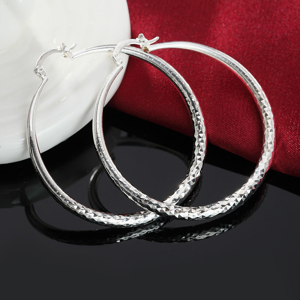 925 Sterling Silver Hoop Earrings 5CM Circle Hoops for Women - Fashion Jewelry for Weddings and Holidays - The Eggy's store
