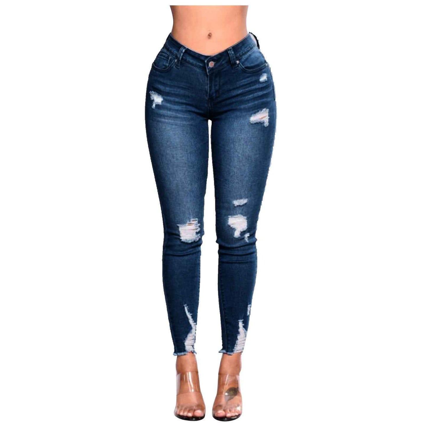 Hole Denim Trousers For Women Skinny Ripped Jeans Small Feet Slim Denim Pants Buttocks Ripped Jeans Women'S Denim Pants