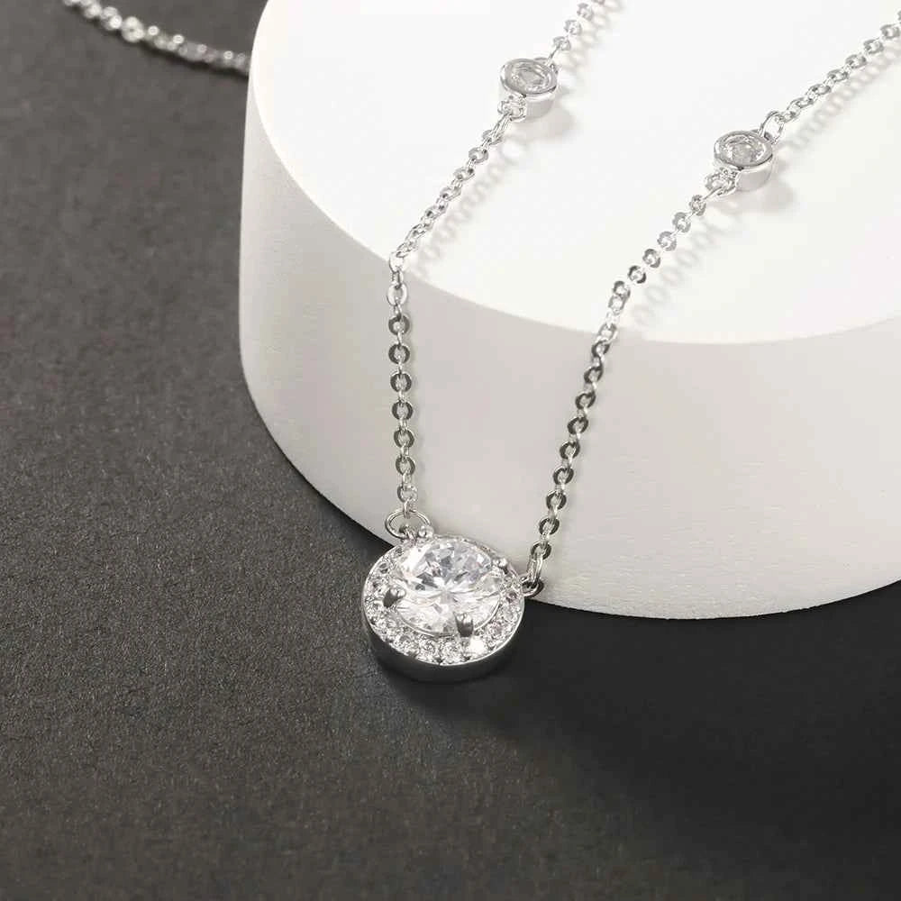 1CT Moissanite Necklace for Women Certified 925 Sterling Silver Sparkling Lab Diamond Pendant Chain Party Jewelry GRA USA Stock