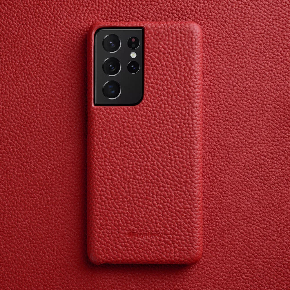 Premium Leather Phone Case for Samsung Galaxy S23 S22 Ultra 21 Plus 5G - Luxury Genuine Cowhide Business Cover - The Eggy's store