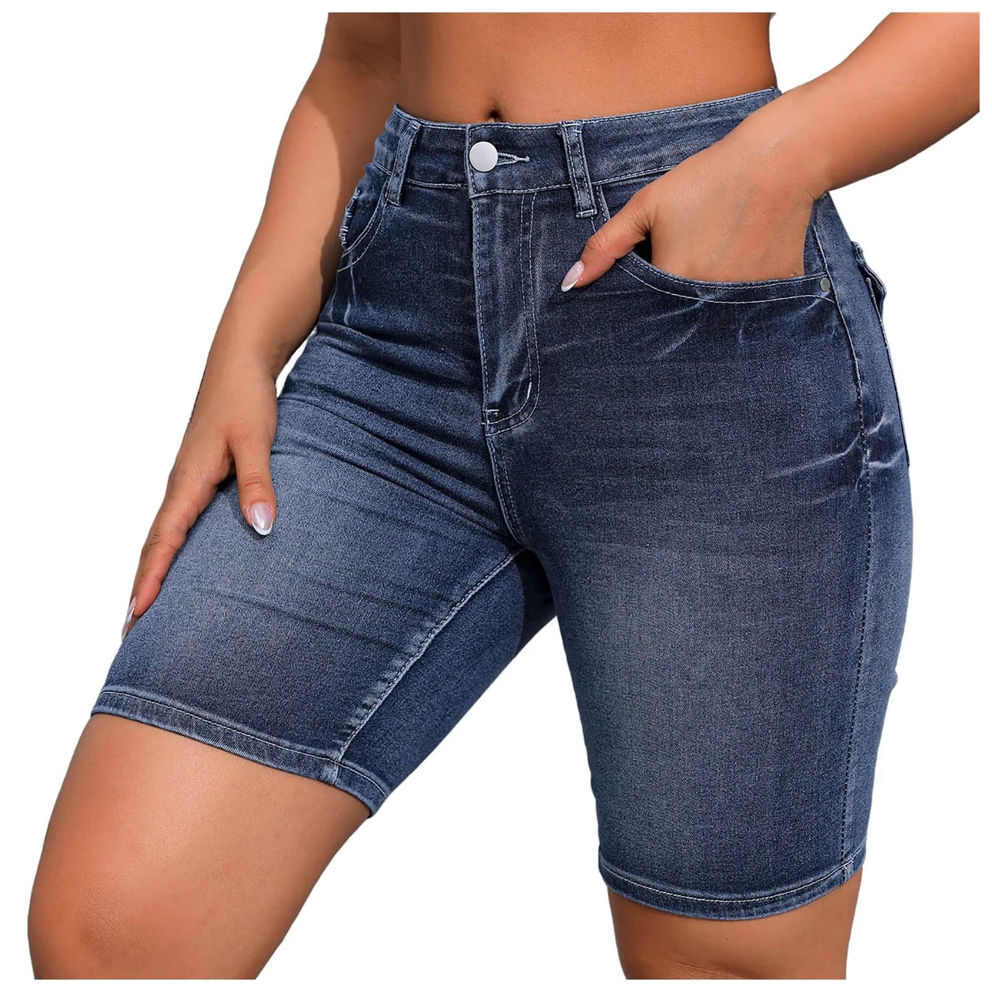 High Waist Denim Shorts for Women - Summer Stretch Casual Jeans - The Eggy's store