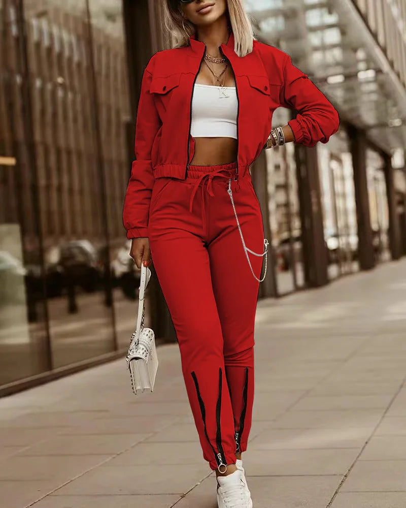 Women’s Zipper Two-Piece Set