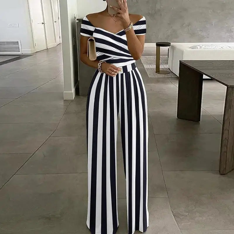 Fashion Printed Off-shoulder Jumpsuit for Women - Casual High-waist Sleeveless One-shoulder Jumpsuit - The Eggy's store