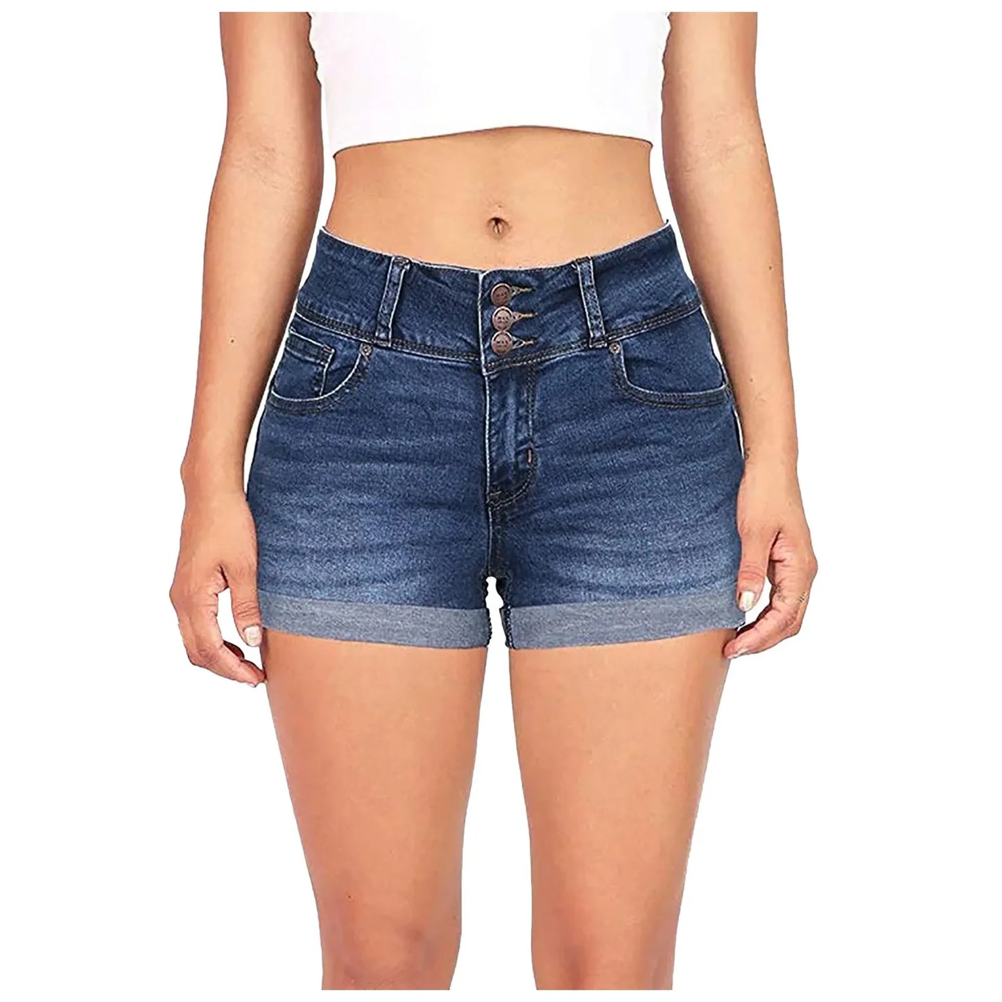 Washed Solid Low Waist Denim Mini Shorts