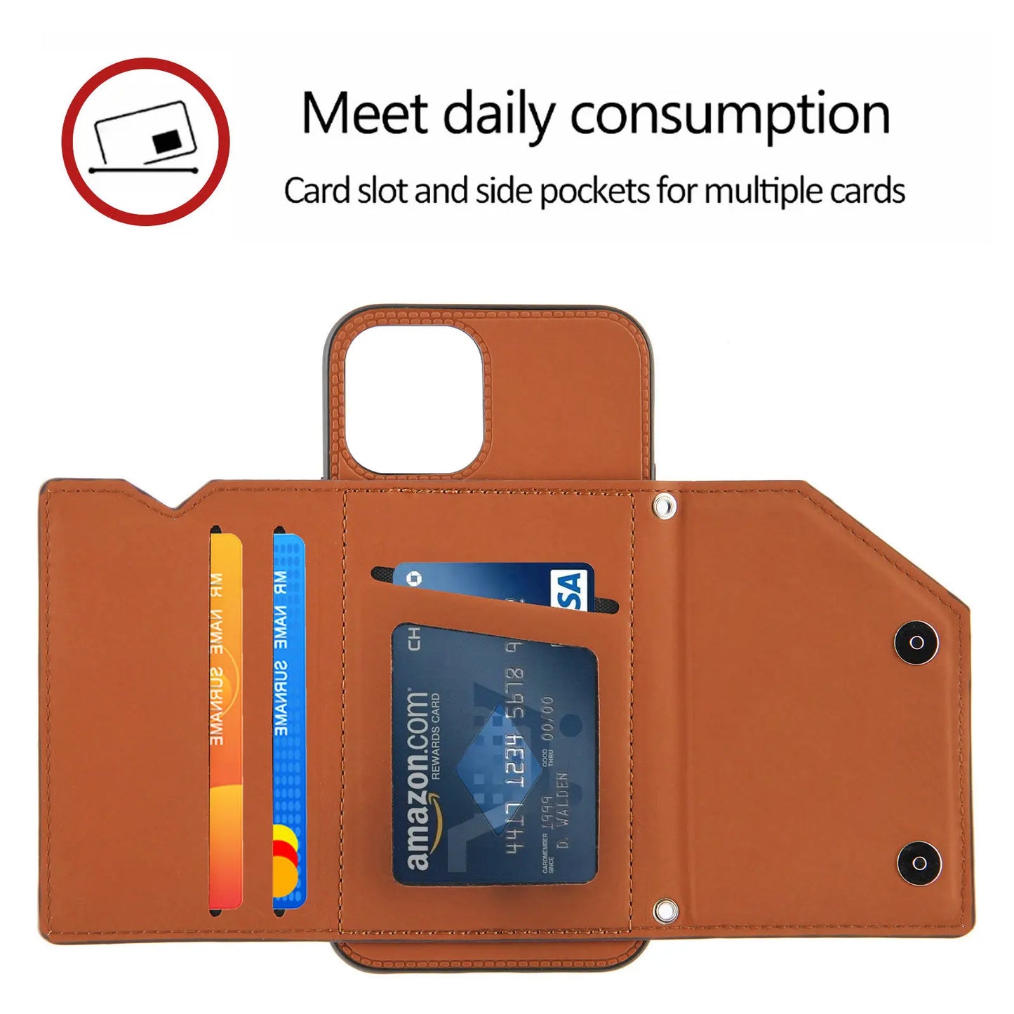 Lanyard Leather Phone Case for iPhone 13 12 11 Pro Max XS MAX XR X 7 8 Plus with Card Slot and Wallet Cover - The Eggy's store