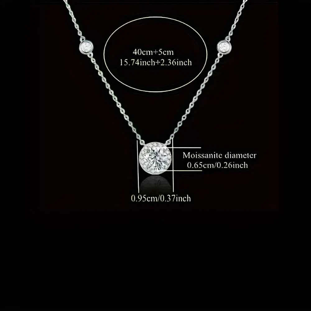 1CT Moissanite Necklace for Women Certified 925 Sterling Silver Sparkling Lab Diamond Pendant Chain Party Jewelry GRA USA Stock
