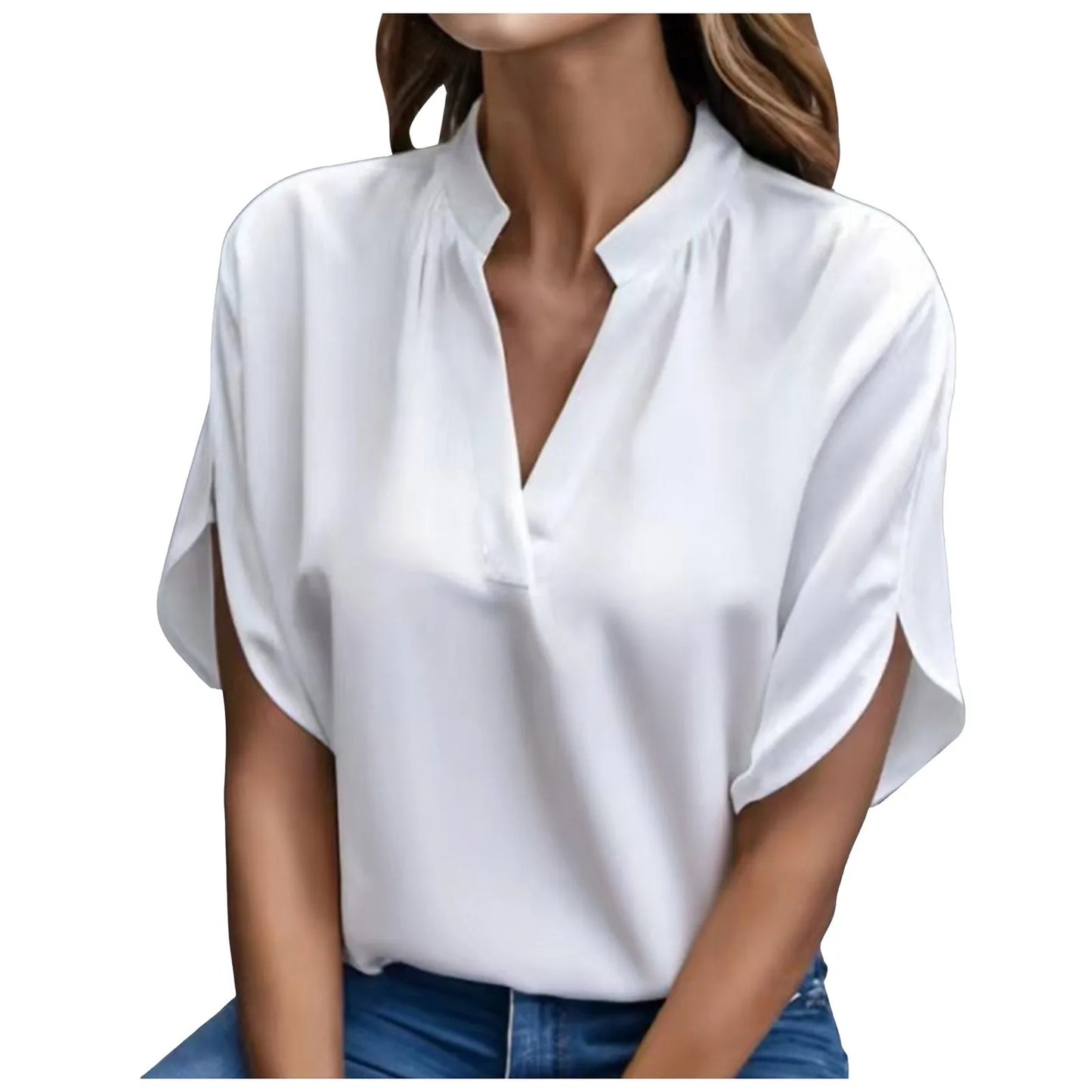 Elegant Solid Chiffon Women's Blouse Casual 3/4 Sleeve Shirt - The Eggy's store