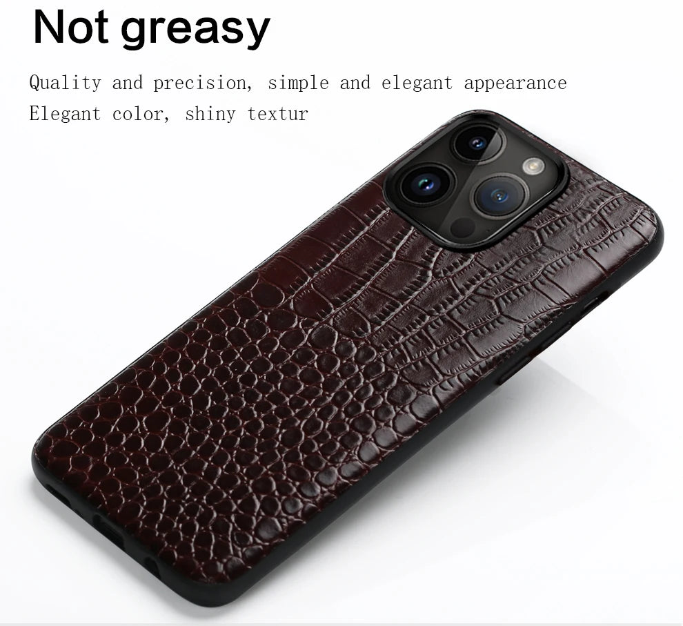 Genuine Leather iPhone Case for Apple iPhone 14 13 12 11 Pro Max Mini X XR XS 6S 7 8 SE 2020 Back Cover - The Eggy's store
