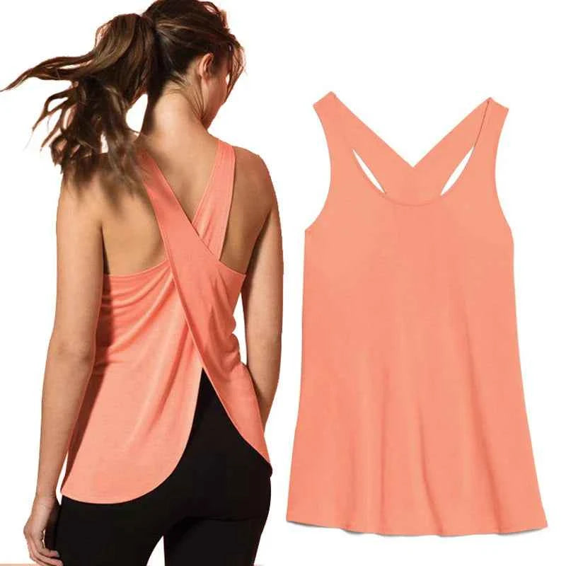 Women's Solid Wrap Back Sports Tank Top