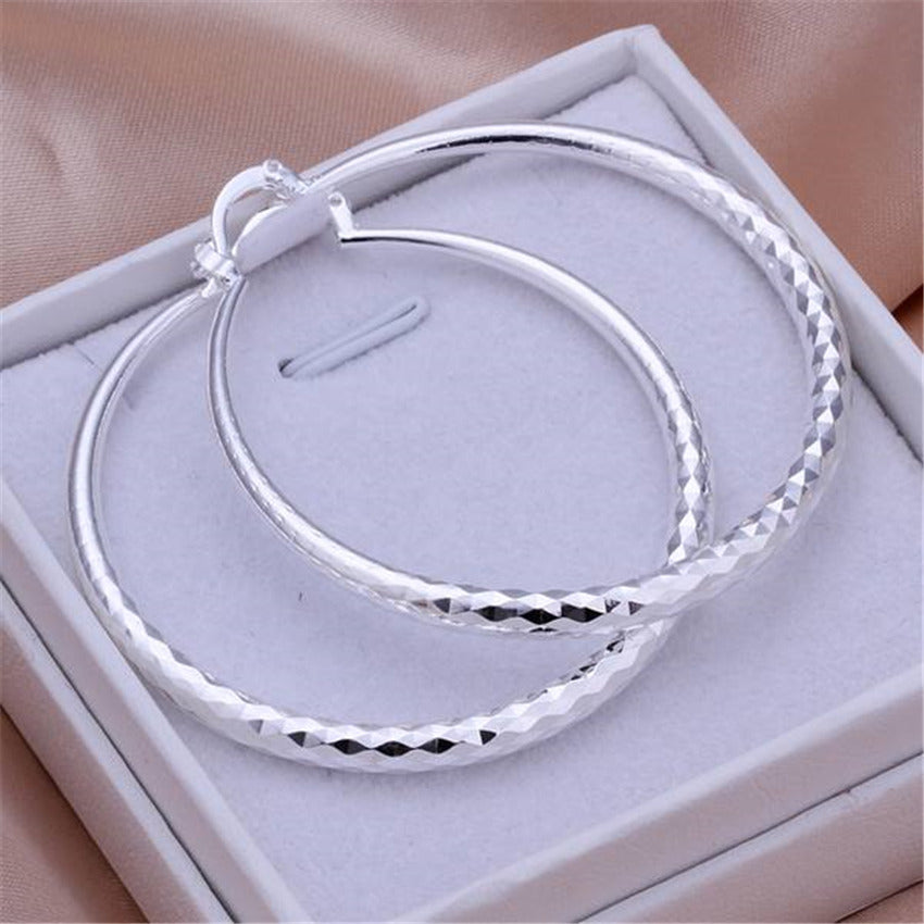 925 Sterling Silver Hoop Earrings 5CM Circle Hoops for Women - Fashion Jewelry for Weddings and Holidays - The Eggy's store