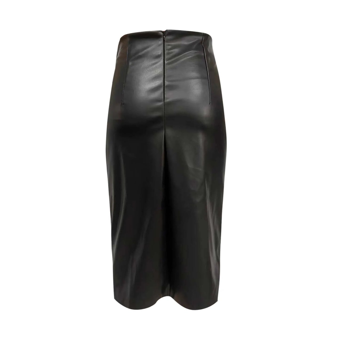 PU Leather High Waist Slim A-Line Skirt