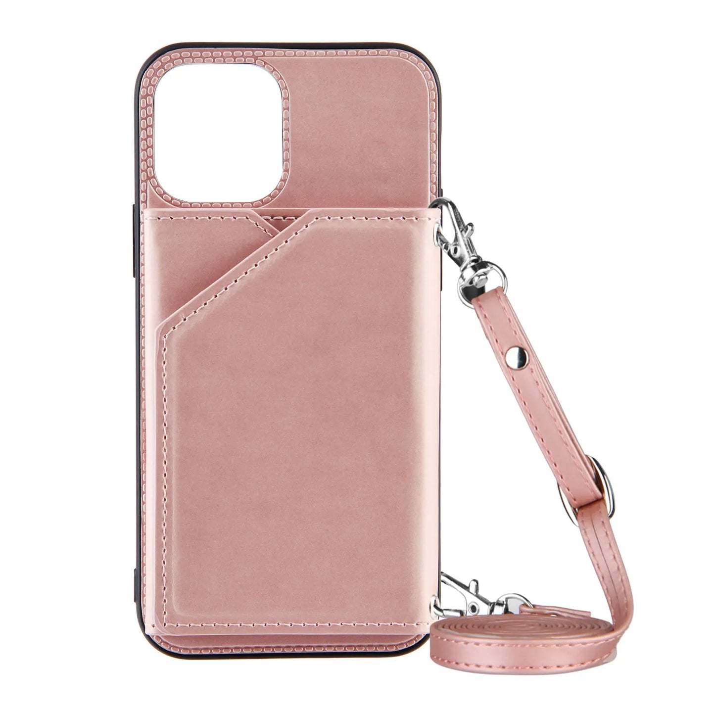 Lanyard Leather Phone Case for iPhone 13 12 11 Pro Max XS MAX XR X 7 8 Plus with Card Slot and Wallet Cover - The Eggy's store