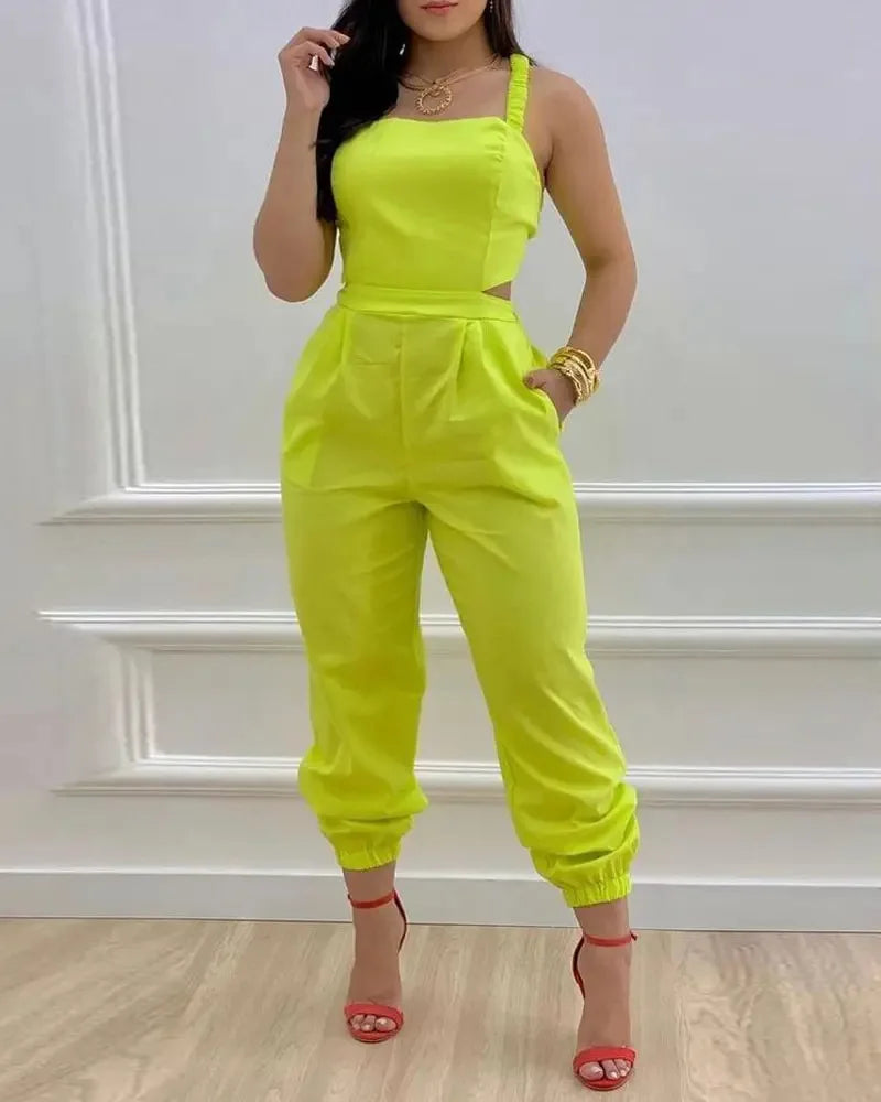 Elegant Summer Fashion Jumpsuit for Women - Shoulder Straps - The Eggy's store
