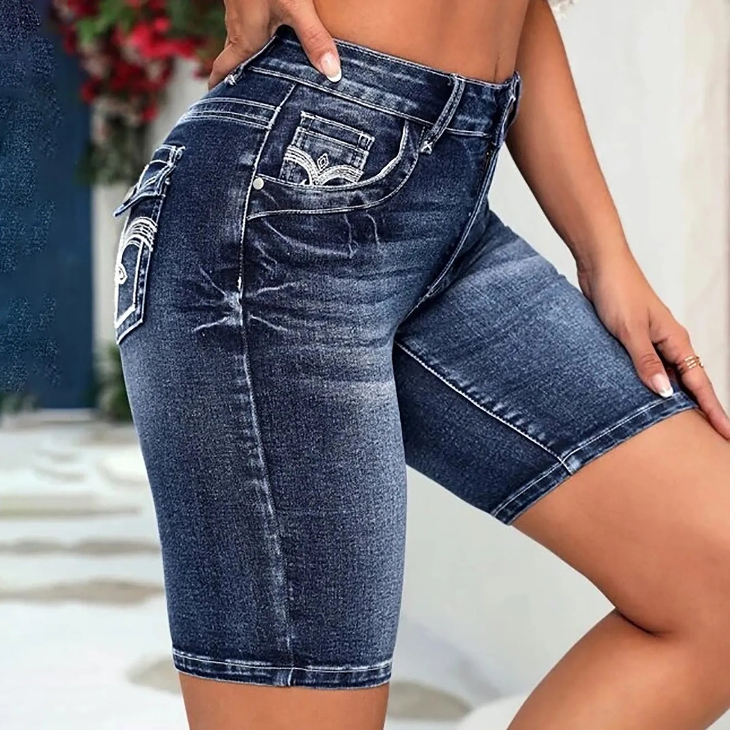 High Waist Denim Shorts for Women - Summer Stretch Casual Jeans - The Eggy's store