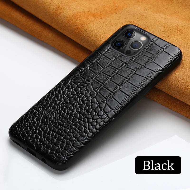 Genuine Leather iPhone Case for Apple iPhone 14 13 12 11 Pro Max Mini X XR XS 6S 7 8 SE 2020 Back Cover - The Eggy's store