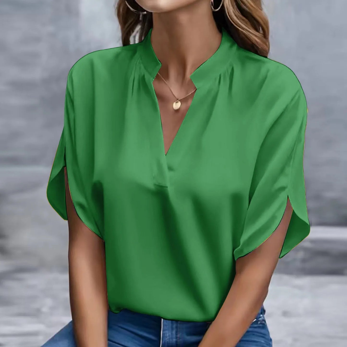 Elegant Solid Chiffon Women's Blouse Casual 3/4 Sleeve Shirt - The Eggy's store