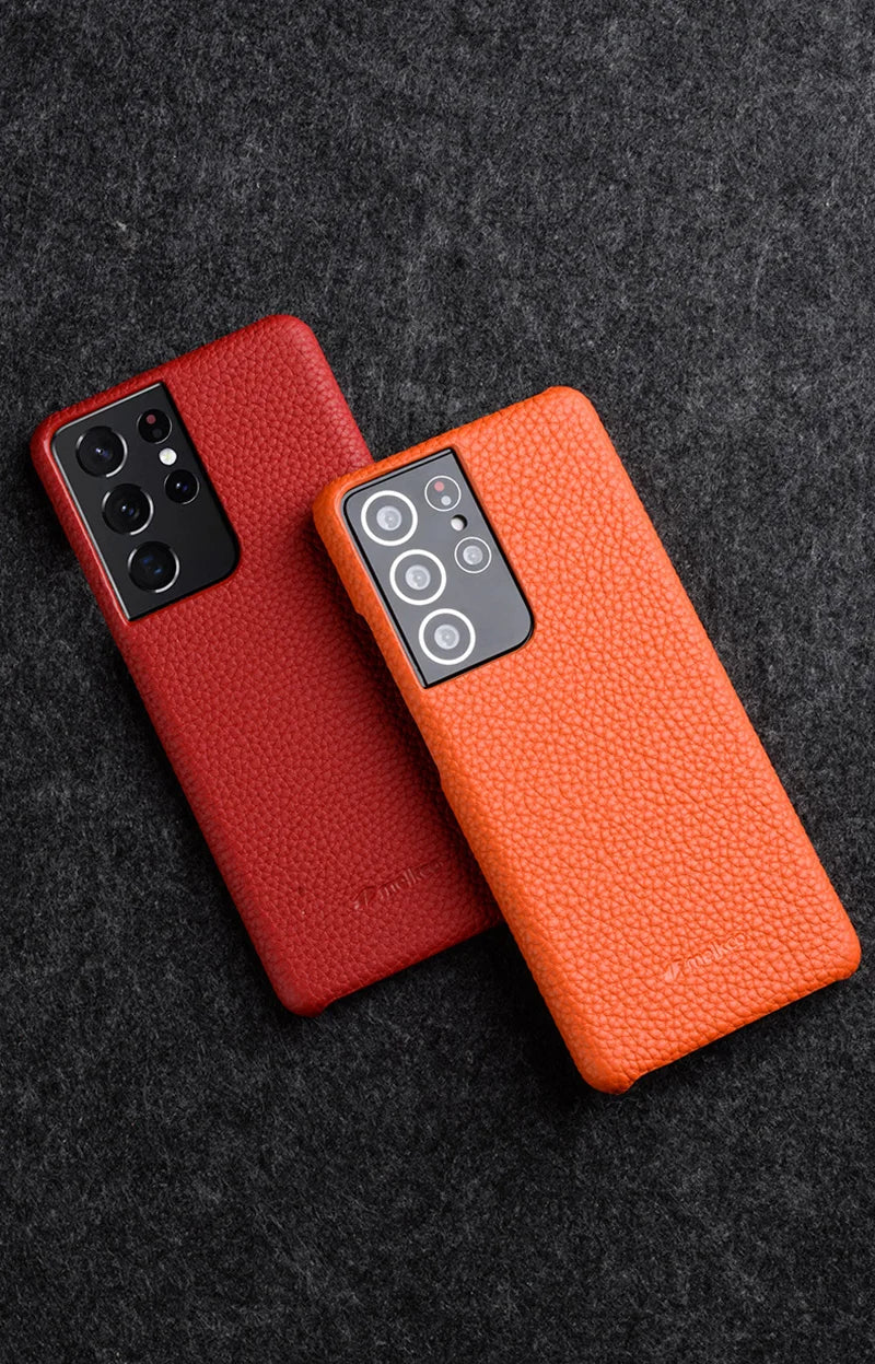 Premium Leather Phone Case for Samsung Galaxy S23 S22 Ultra 21 Plus 5G - Luxury Genuine Cowhide Business Cover - The Eggy's store