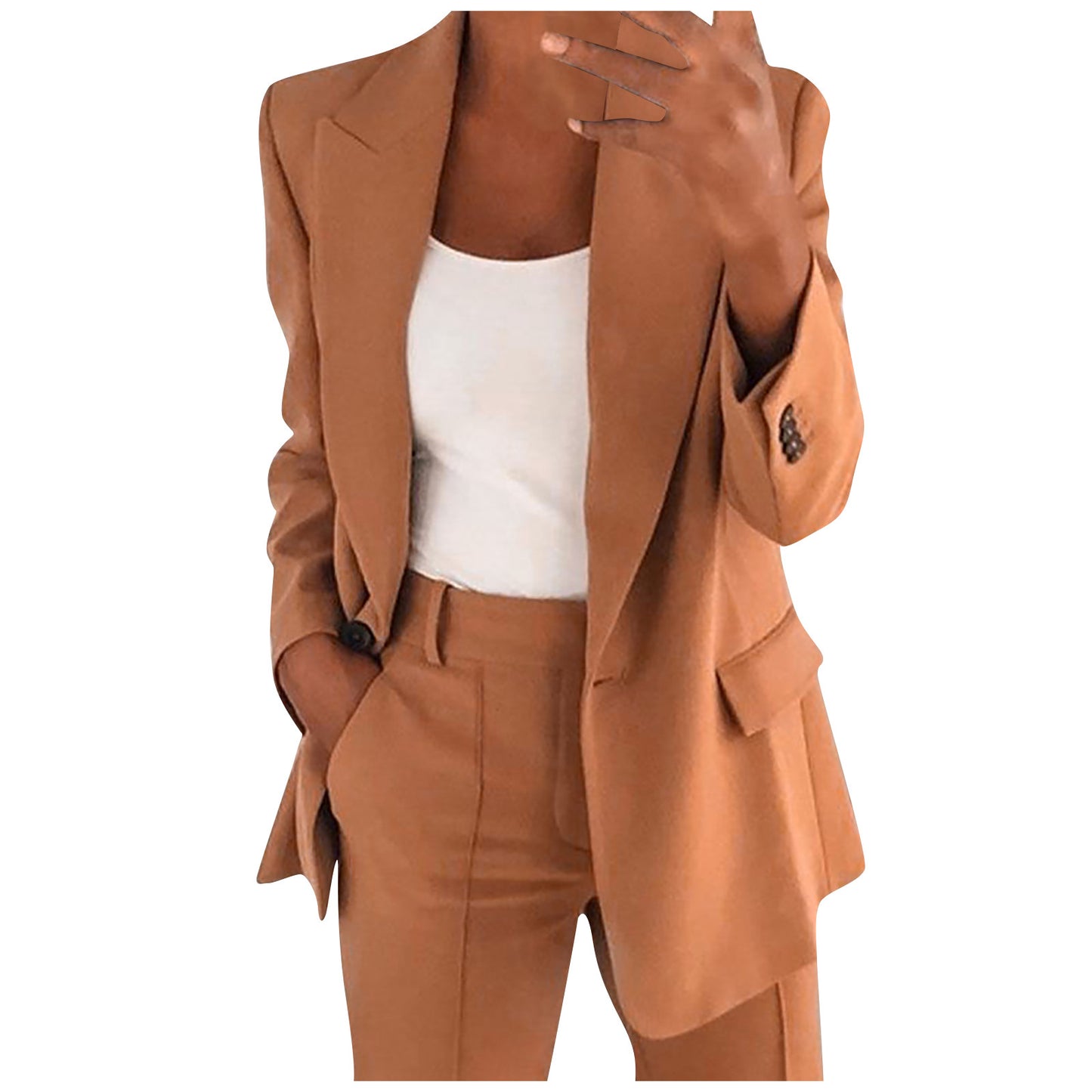 Solid Blazer Coat Women Notched Long Sleeve Cardigan Button Casual Jacket Suits Office Lady Blazers Jackets - The Eggy's store