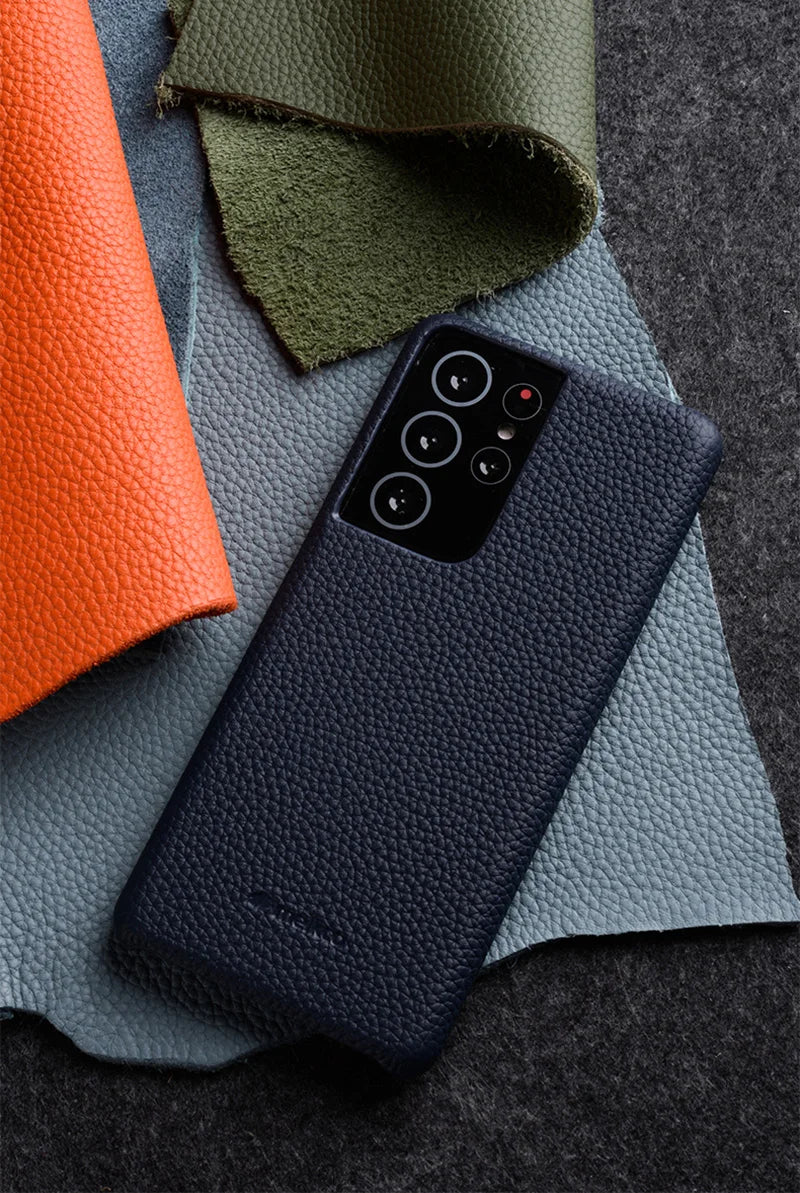 Premium Leather Phone Case for Samsung Galaxy S23 S22 Ultra 21 Plus 5G - Luxury Genuine Cowhide Business Cover - The Eggy's store