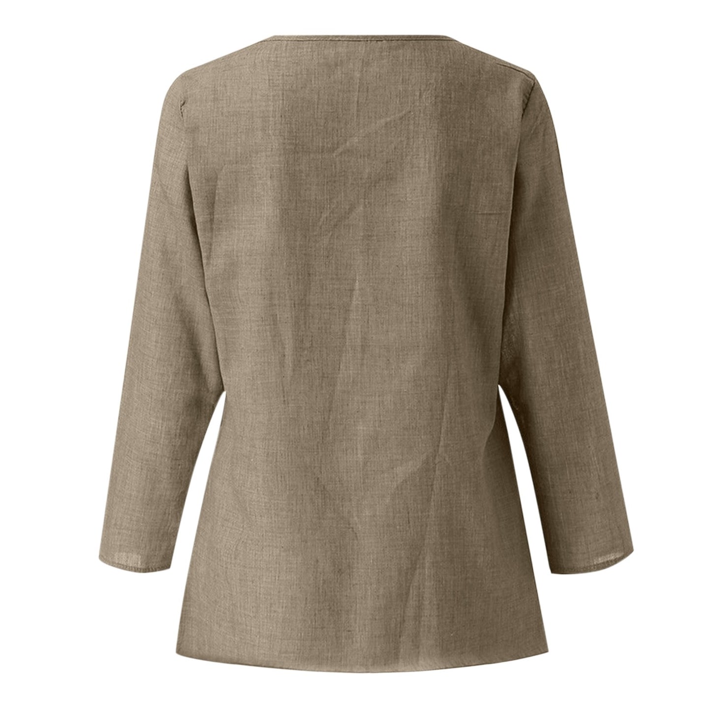 Vintage Cotton Linen Blouse Loose Blouses Summer Shirts Casual Long Sleeve Round Neck Solid Shirt - The Eggy's store