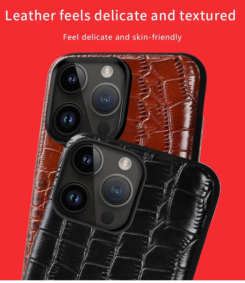 Genuine Leather iPhone Case for Apple iPhone 14 13 12 11 Pro Max Mini X XR XS 6S 7 8 SE 2020 Back Cover - The Eggy's store