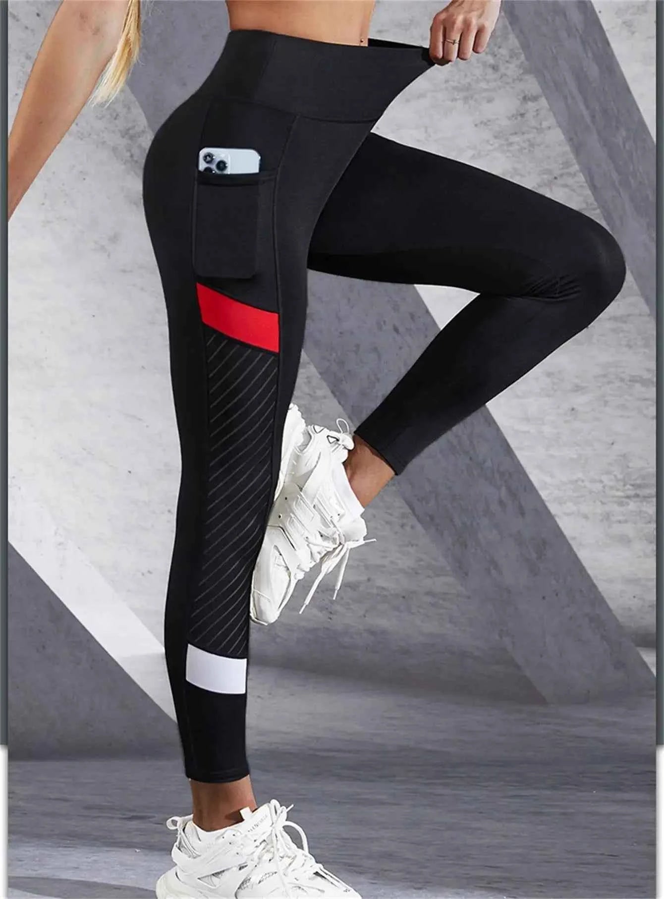 Colorblocked Mesh High Waist Leggings
