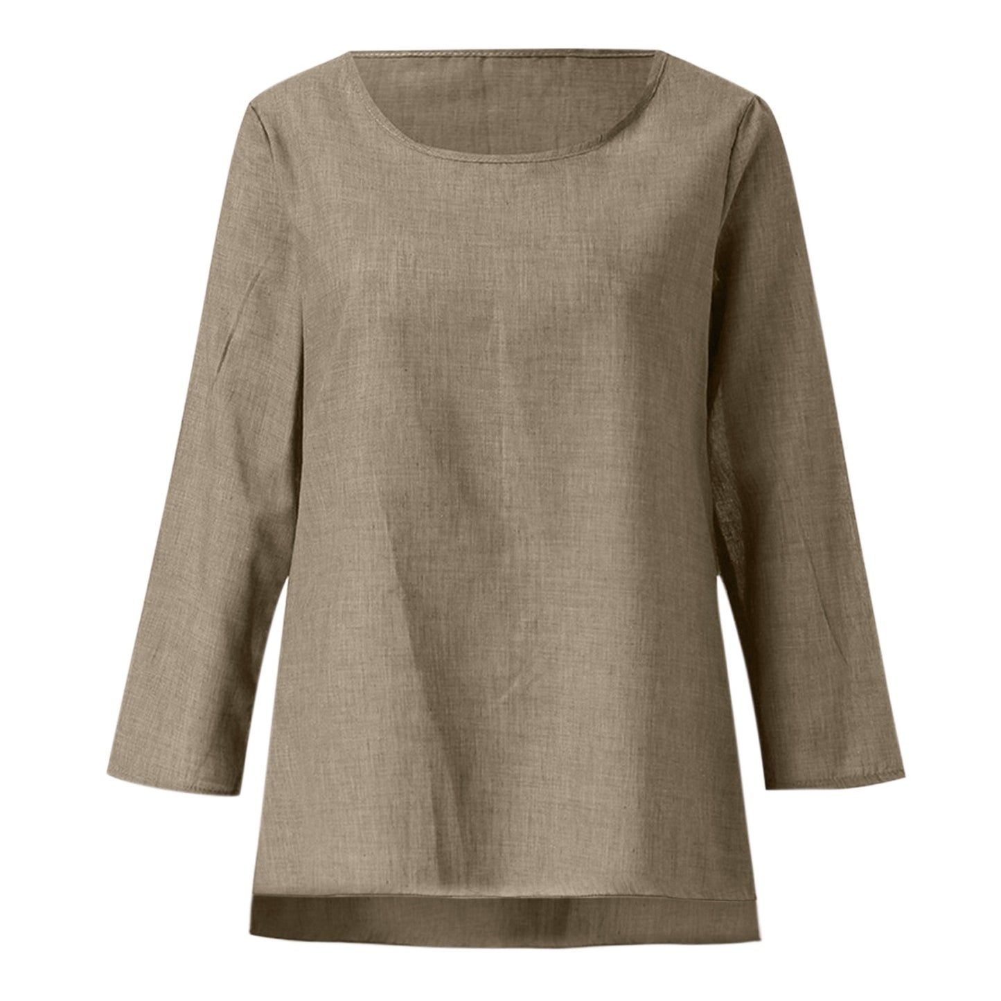 Vintage Cotton Linen Blouse Loose Blouses Summer Shirts Casual Long Sleeve Round Neck Solid Shirt - The Eggy's store