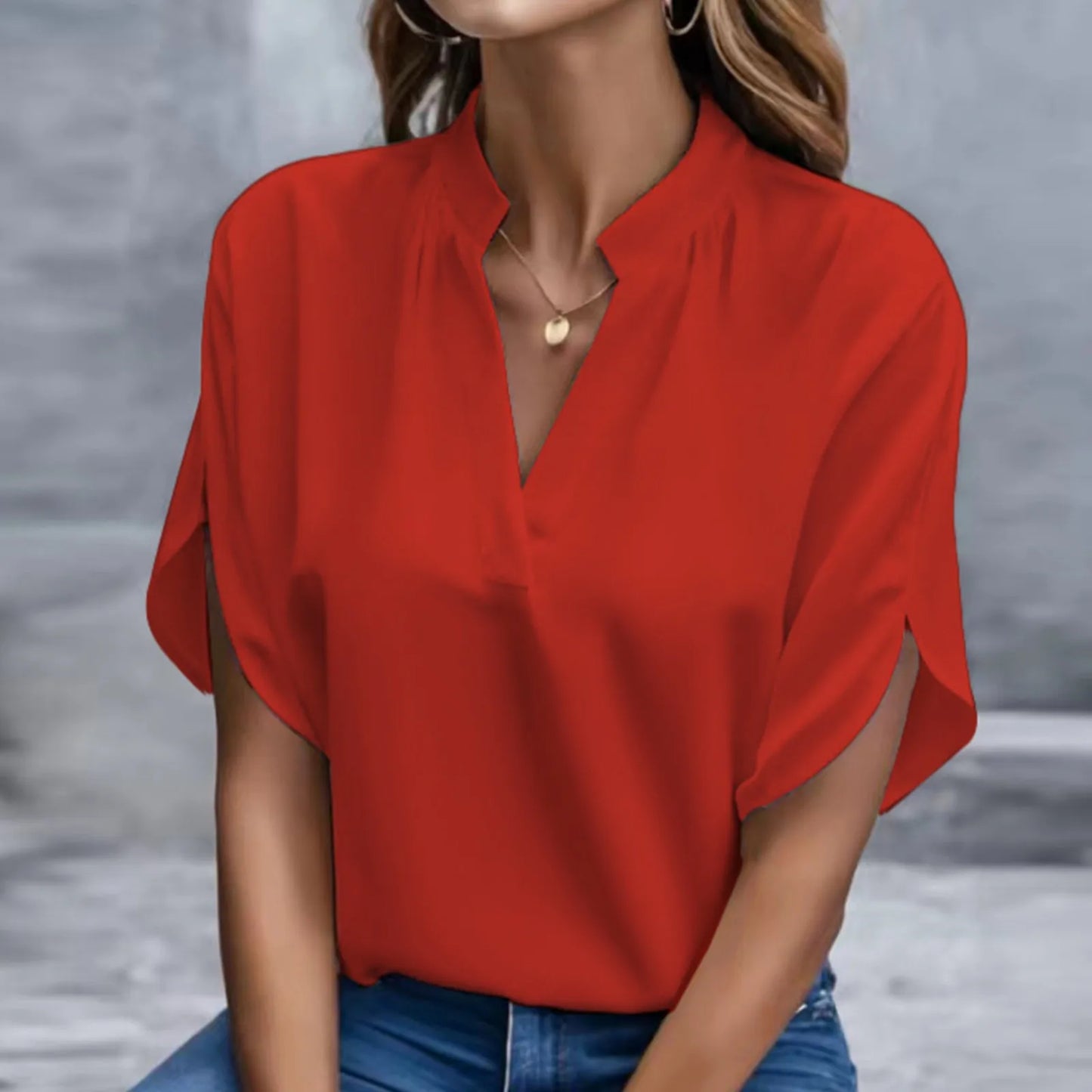 Elegant Solid Chiffon Women's Blouse Casual 3/4 Sleeve Shirt - The Eggy's store