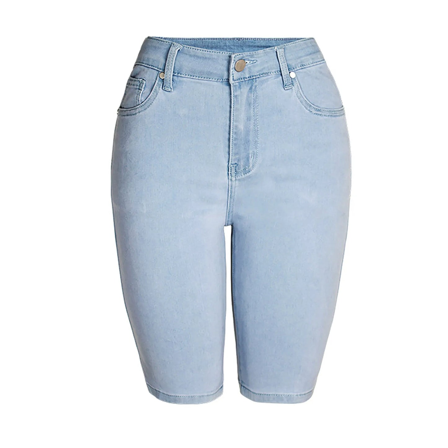 Casual Retro Black High Waist Denim Shorts for Women - Knee-long Summer Shorts - The Eggy's store