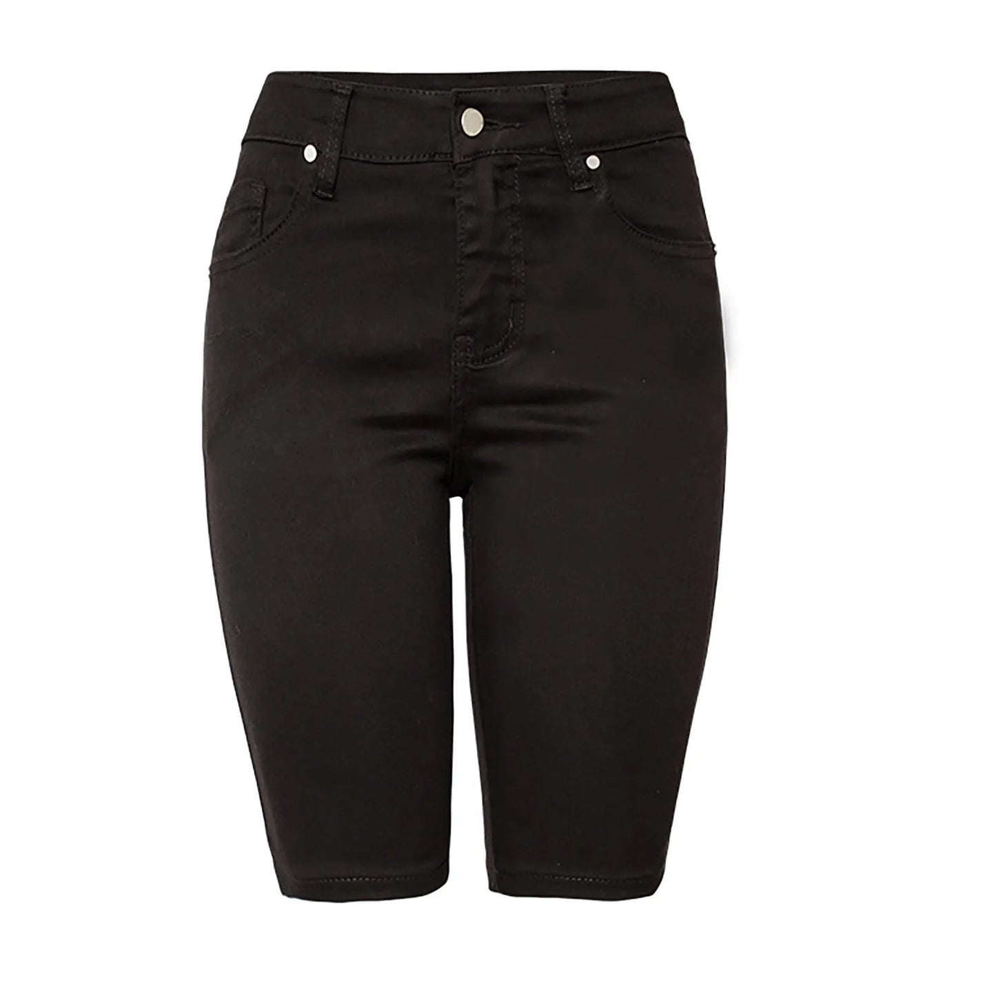 Casual Retro Black High Waist Denim Shorts for Women - Knee-long Summer Shorts - The Eggy's store