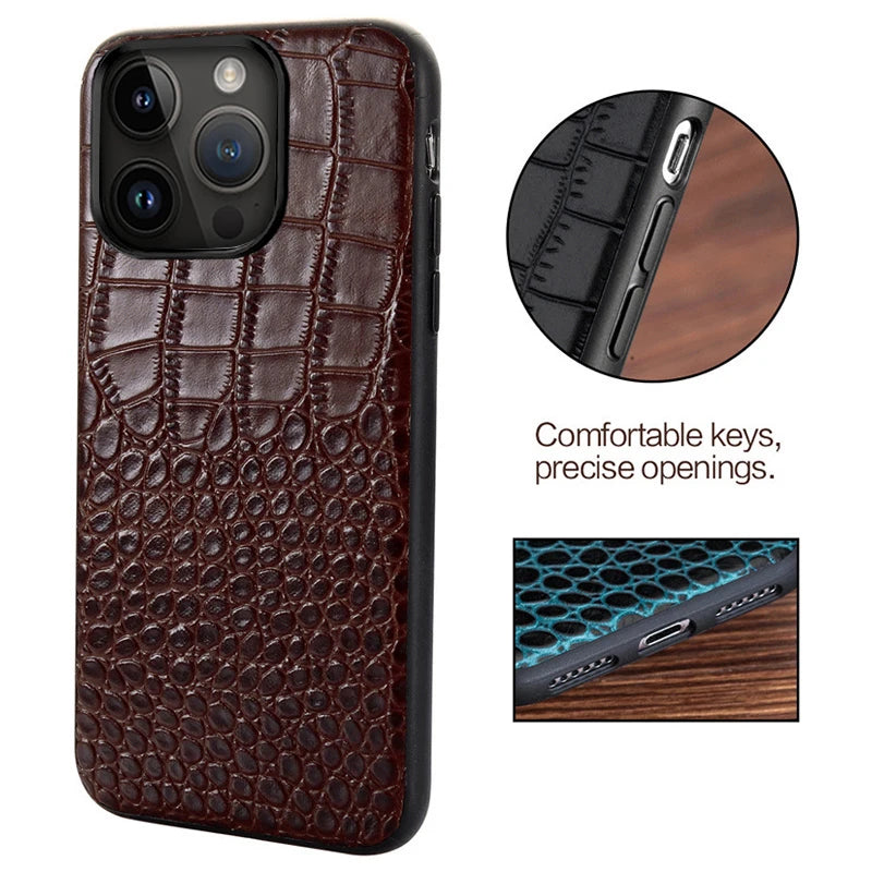 Genuine Leather iPhone Case for Apple iPhone 14 13 12 11 Pro Max Mini X XR XS 6S 7 8 SE 2020 Back Cover - The Eggy's store