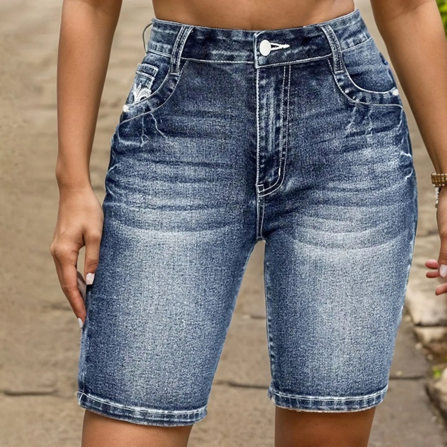 High Waist Denim Shorts for Women - Summer Stretch Casual Jeans - The Eggy's store