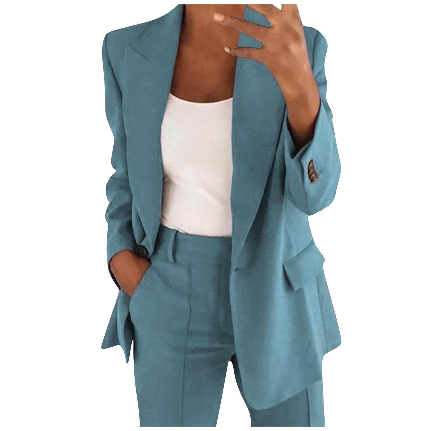 Solid Blazer Coat Women Notched Long Sleeve Cardigan Button Casual Jacket Suits Office Lady Blazers Jackets - The Eggy's store
