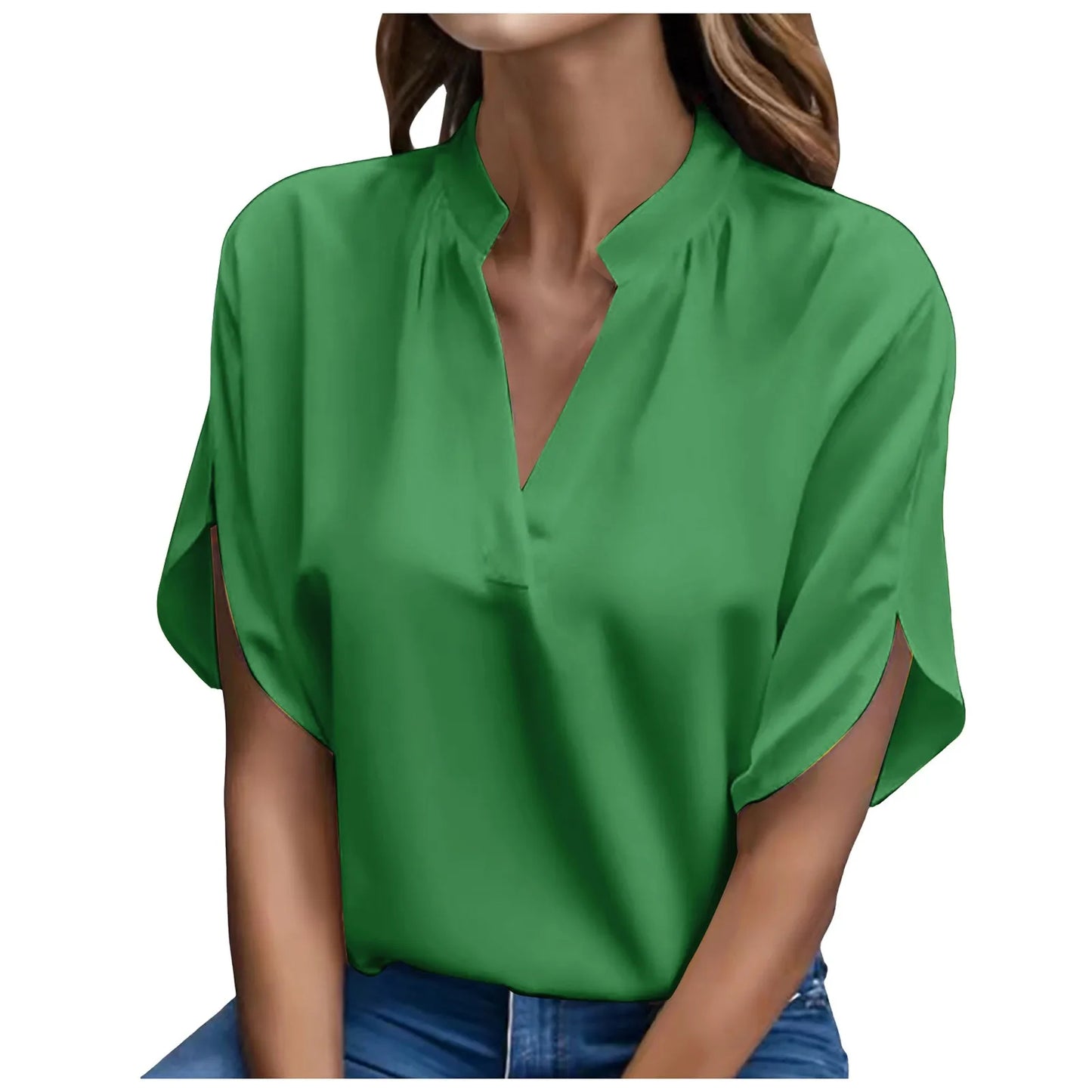 Elegant Solid Chiffon Women's Blouse Casual 3/4 Sleeve Shirt - The Eggy's store