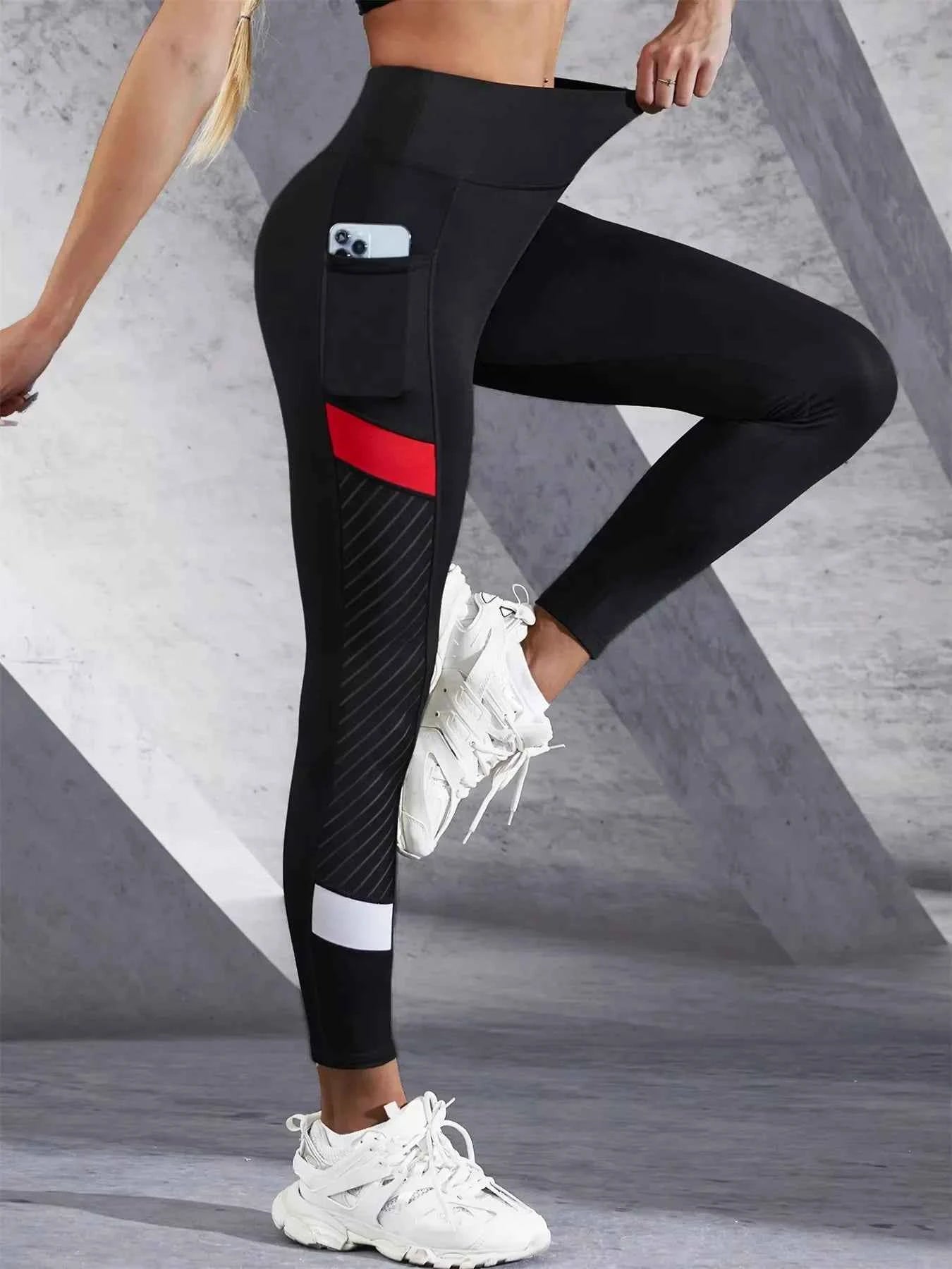 Colorblocked Mesh High Waist Leggings