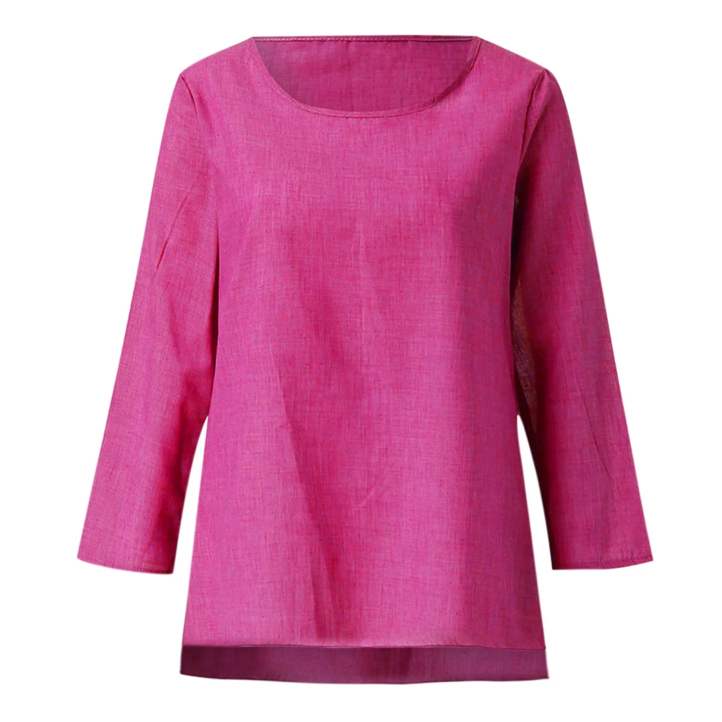 Vintage Cotton Linen Blouse Loose Blouses Summer Shirts Casual Long Sleeve Round Neck Solid Shirt - The Eggy's store