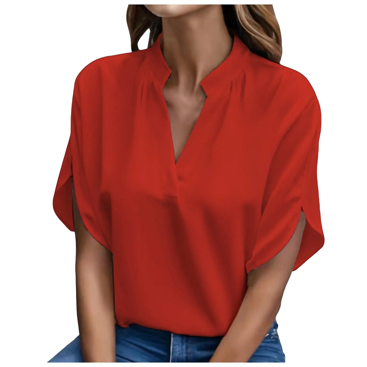 Elegant Solid Chiffon Women's Blouse Casual 3/4 Sleeve Shirt - The Eggy's store