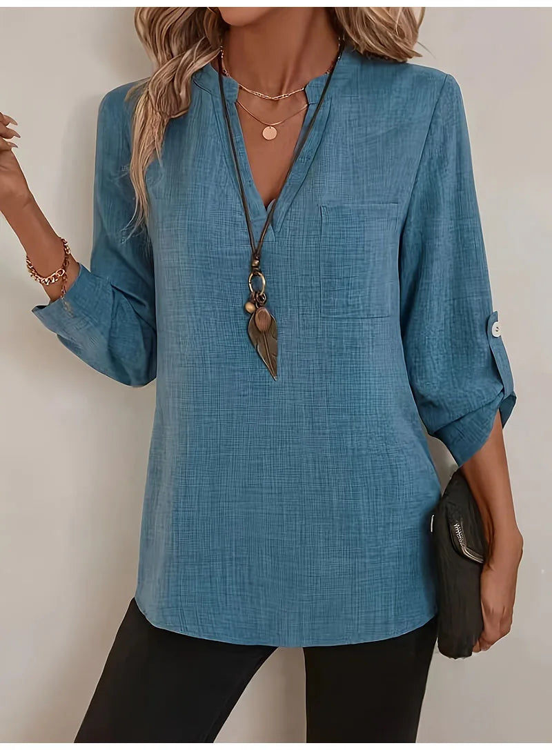 Elegant Casual V-neck Loose Sleeve Blouses