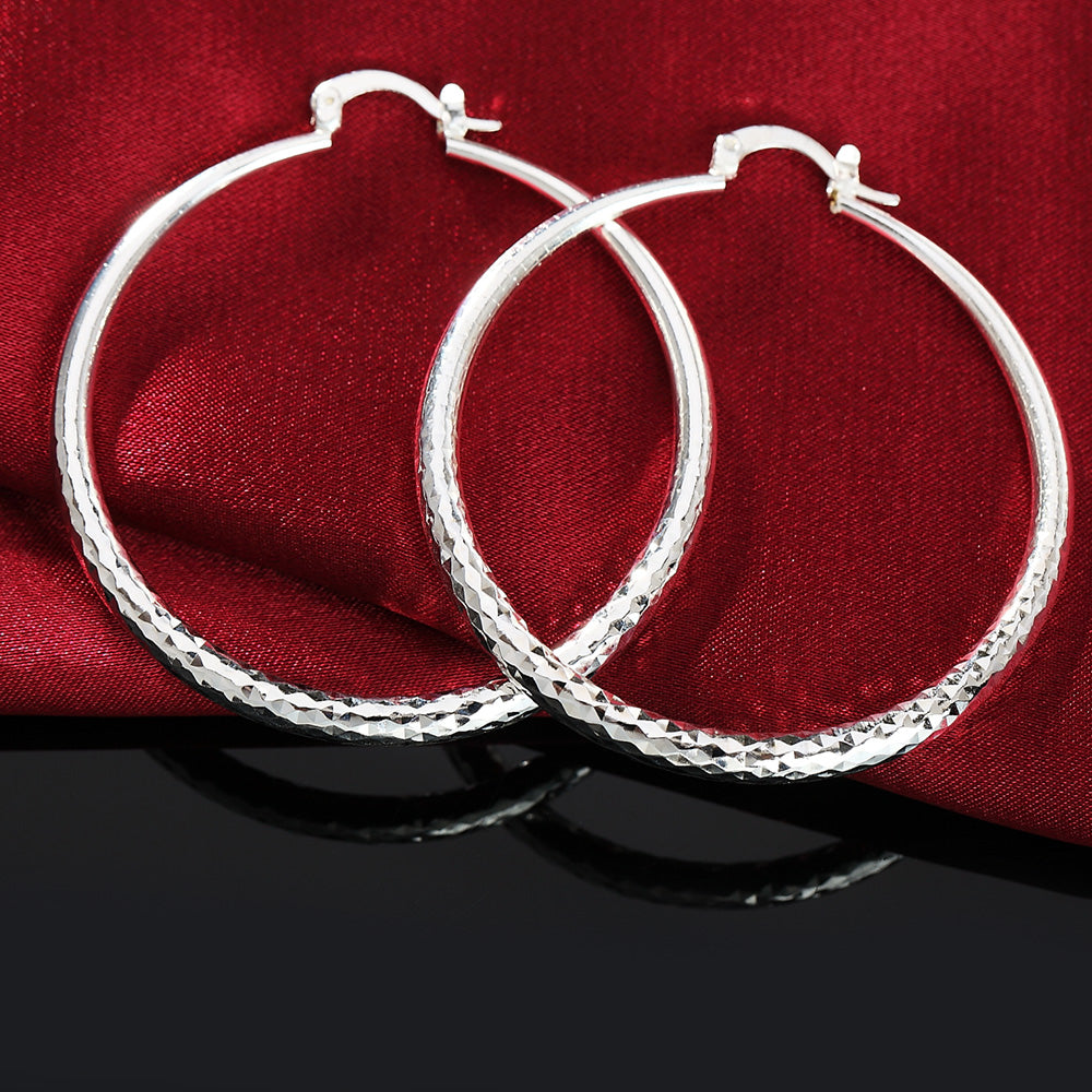 925 Sterling Silver Hoop Earrings 5CM Circle Hoops for Women - Fashion Jewelry for Weddings and Holidays - The Eggy's store