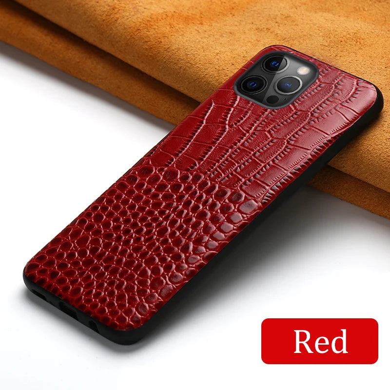 Genuine Leather iPhone Case for Apple iPhone 14 13 12 11 Pro Max Mini X XR XS 6S 7 8 SE 2020 Back Cover - The Eggy's store