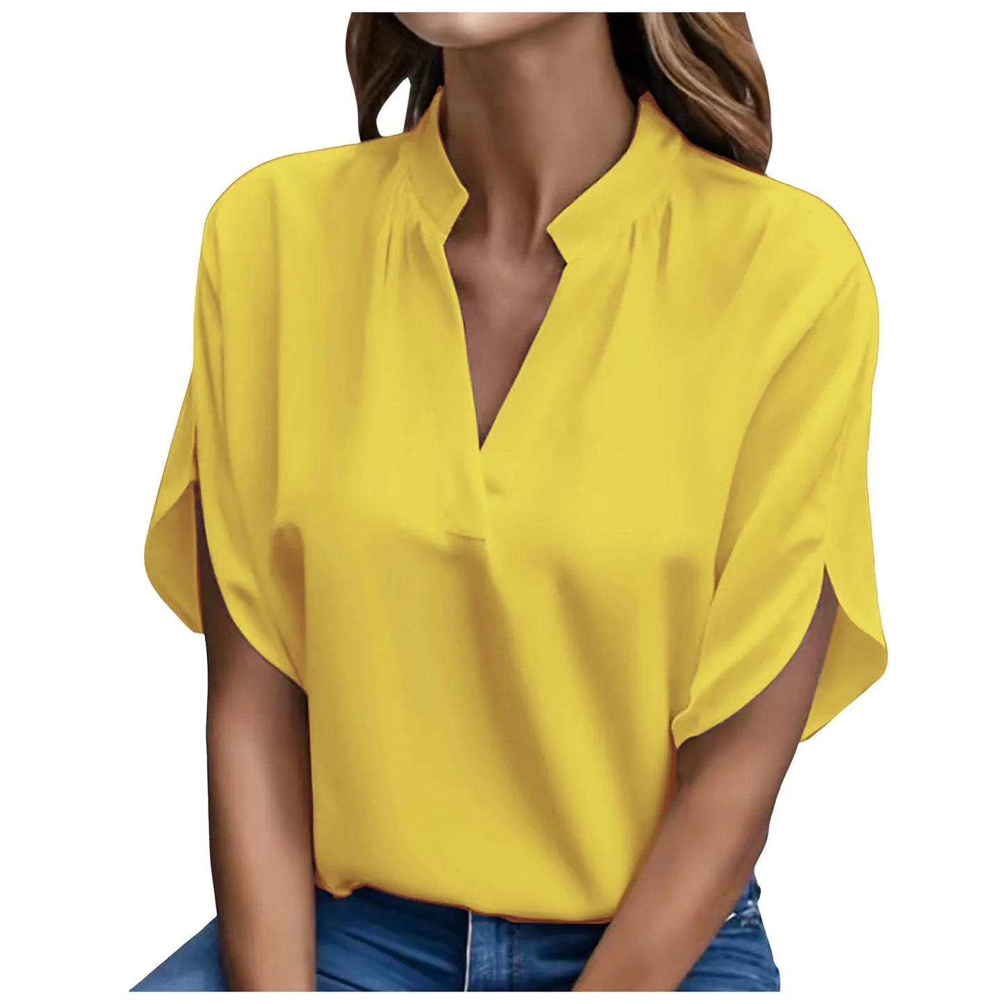 Elegant Solid Chiffon Women's Blouse Casual 3/4 Sleeve Shirt - The Eggy's store