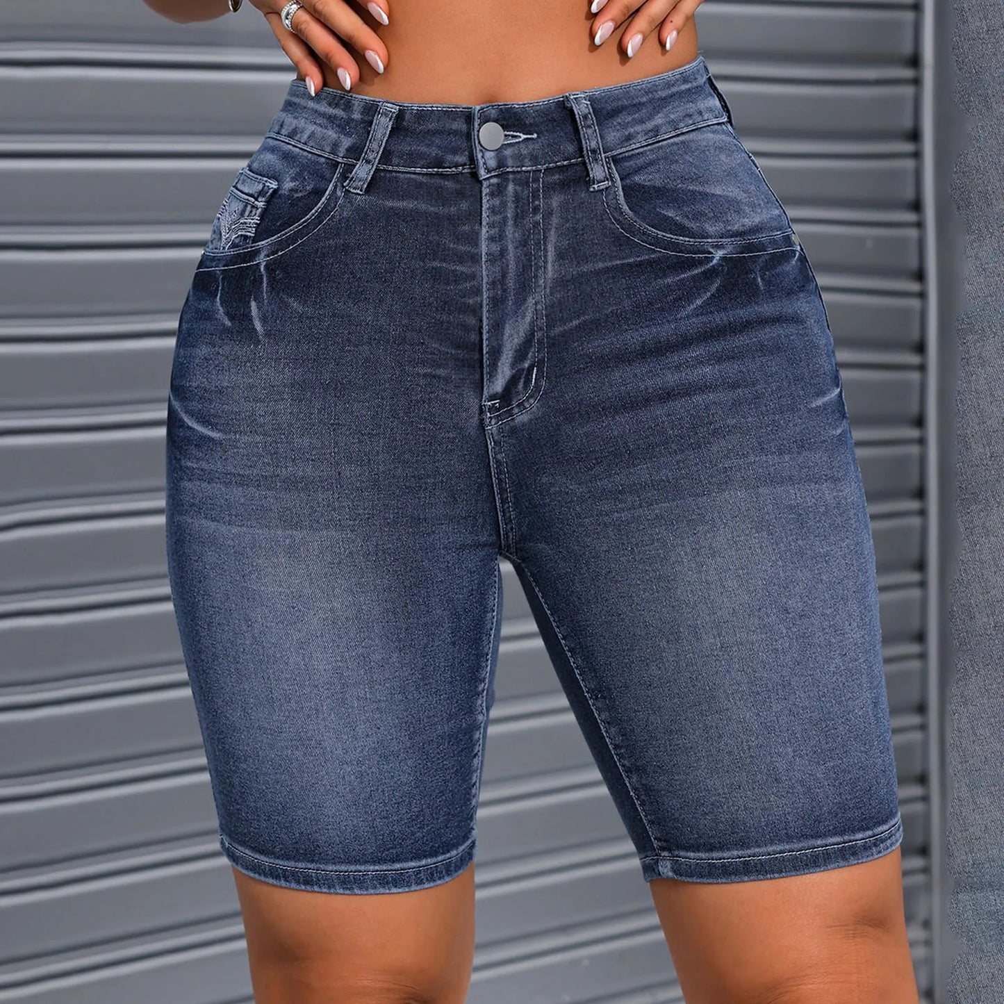 High Waist Denim Shorts for Women - Summer Stretch Casual Jeans - The Eggy's store