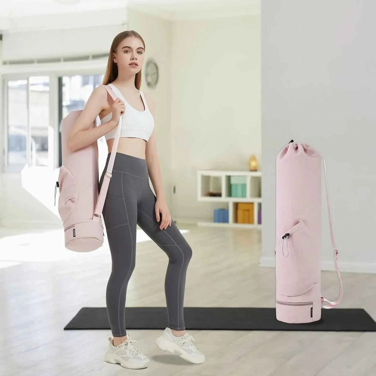 Yoga Mat Bag with Water Bottle Pocket & Wet Storage