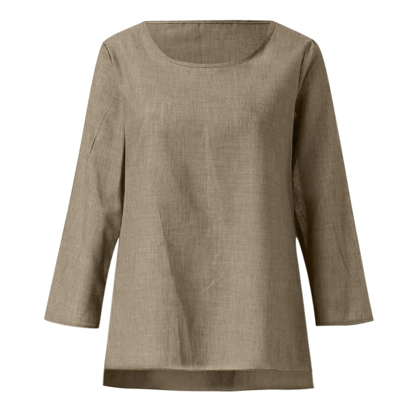 Vintage Cotton Linen Blouse Loose Blouses Summer Shirts Casual Long Sleeve Round Neck Solid Shirt - The Eggy's store