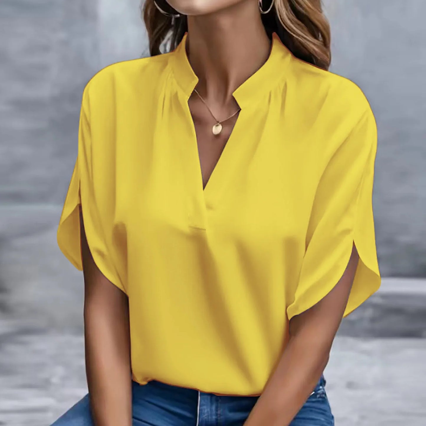 Elegant Solid Chiffon Women's Blouse Casual 3/4 Sleeve Shirt - The Eggy's store