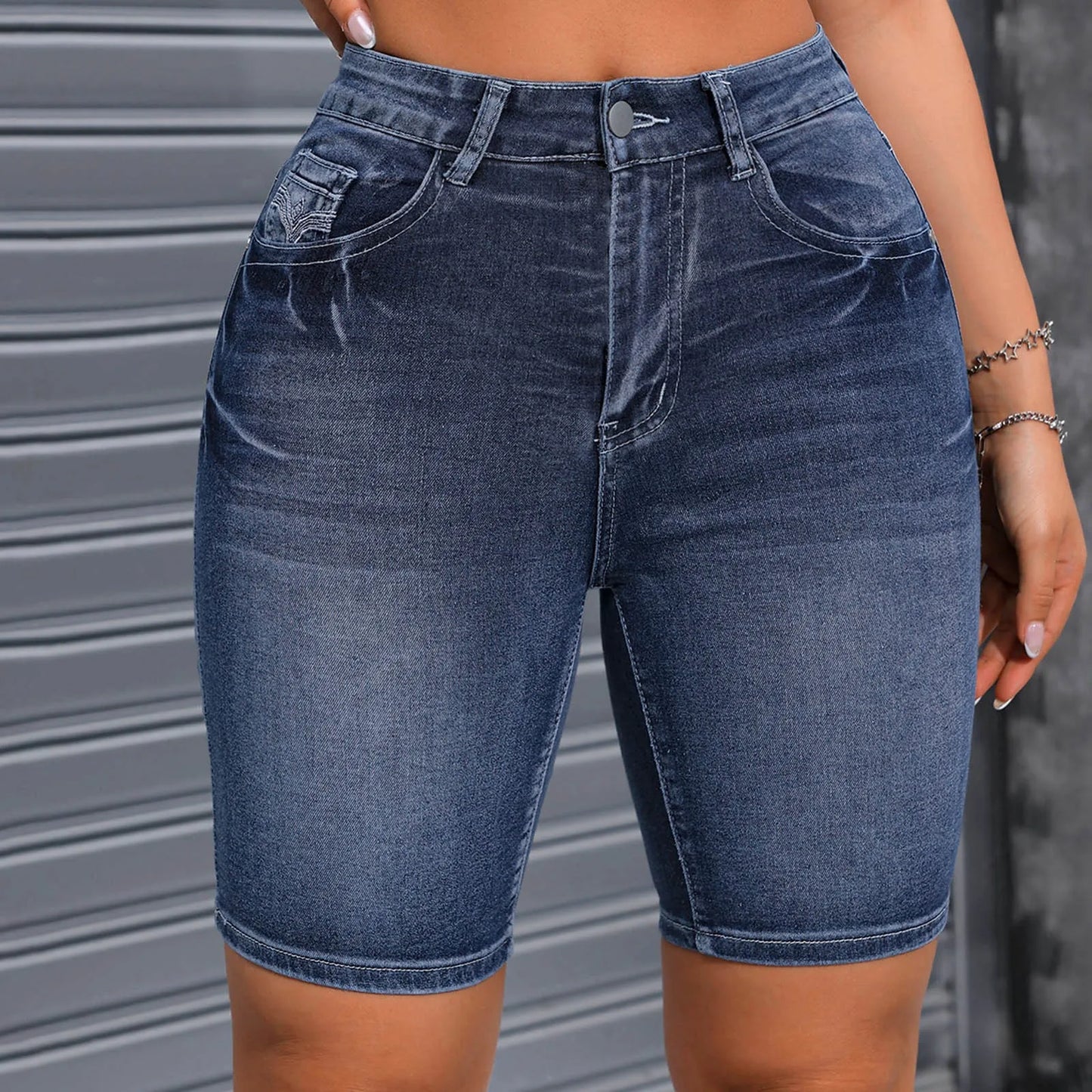 High Waist Denim Shorts for Women - Summer Stretch Casual Jeans - The Eggy's store
